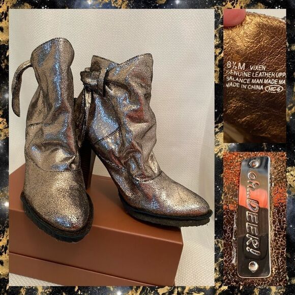 Oh deer! Metallic leather boots. Very unique! 8.5 - Picture 2 of 7